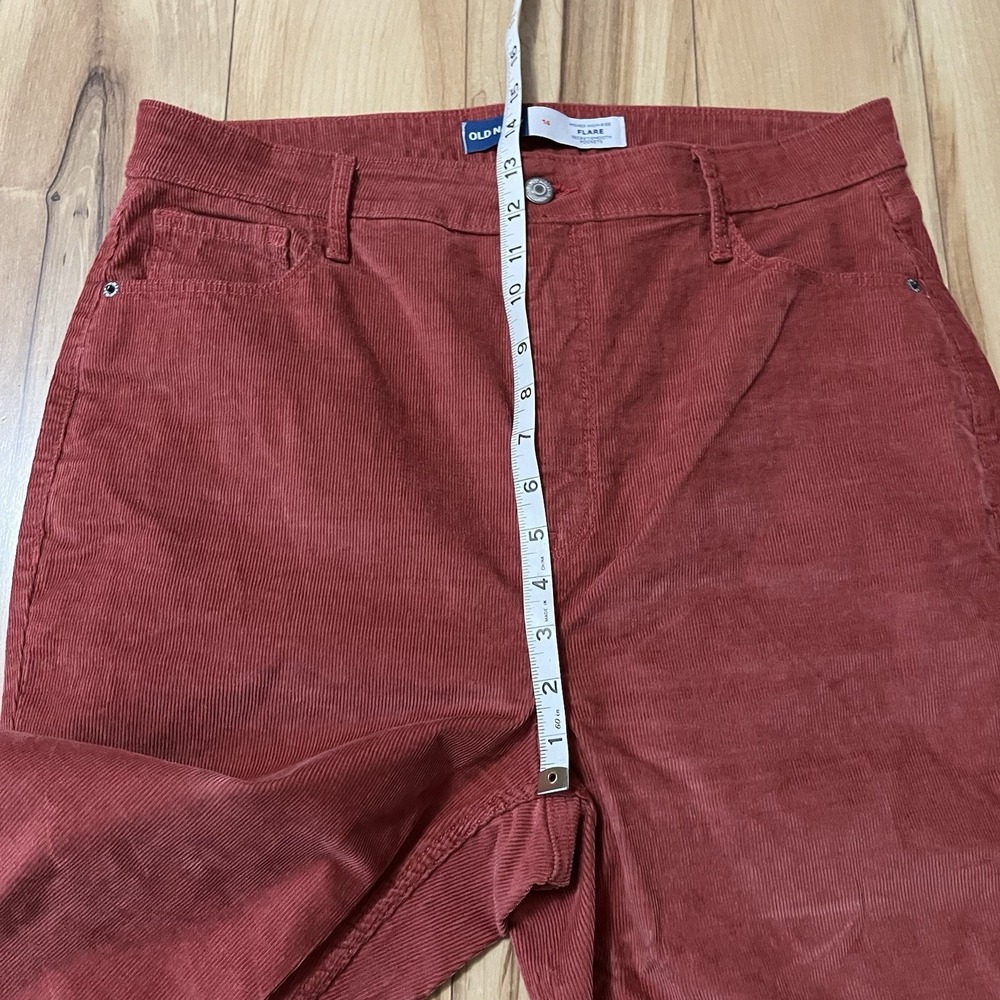 Old Navy Higher High-Rise Flare Corduroy Pants Sz 14 Secret Smooth Pockets Pink - Picture 3 of 8